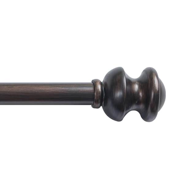 Kenney Kendall 48 in. - 86 in. Adjustable Single Curtain Rod 5/8 in. Diameter in Antique Rust with Modern Finials