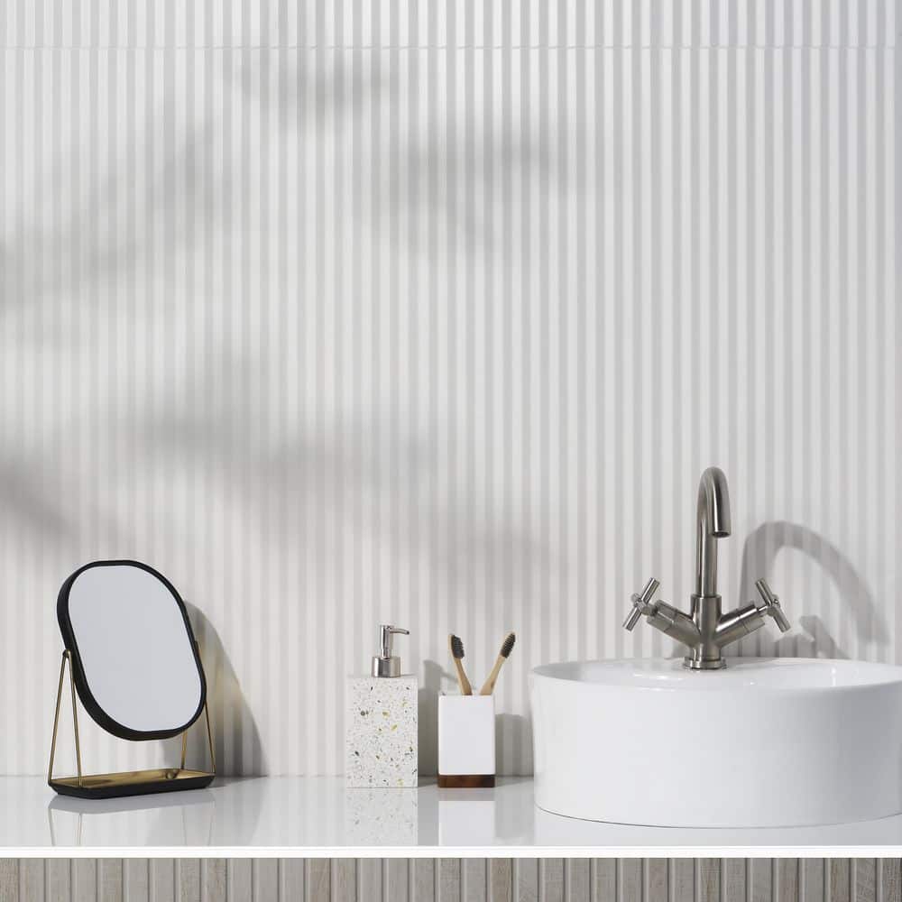 Linear White 12x36 Matte Ceramic Wall Tile