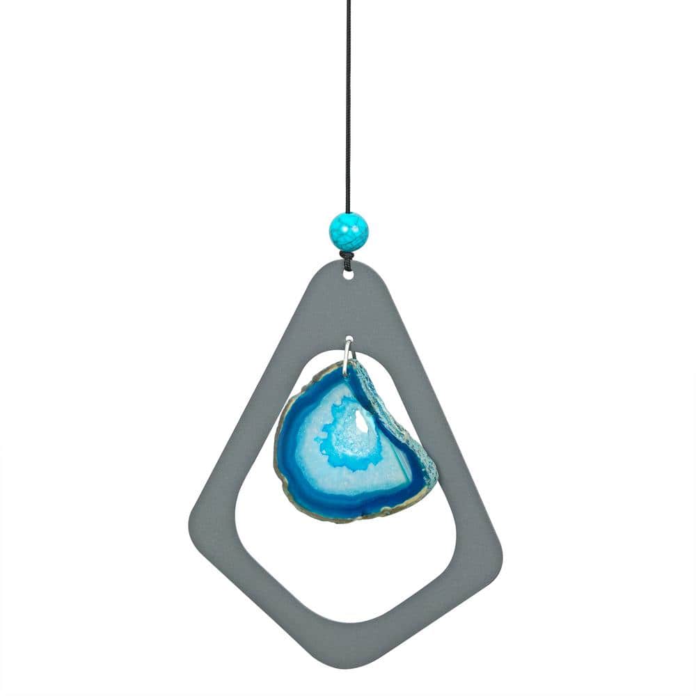 39" Gray Aluminum Wind Chime with Blue Gemstone
