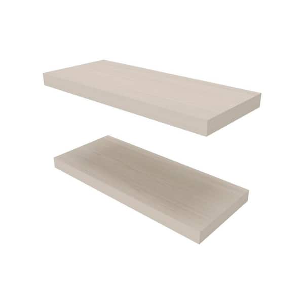31.5 in. W x 9.8 in. D White Wood Decorative Wall Shelf, Floating Shelf, Mounted Wall Shelf, 2-Packs