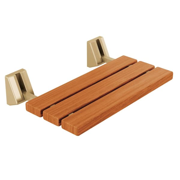 13 in. D x 20 in. W Wall Mount Walk In Shower Seat in Champagne Bronze