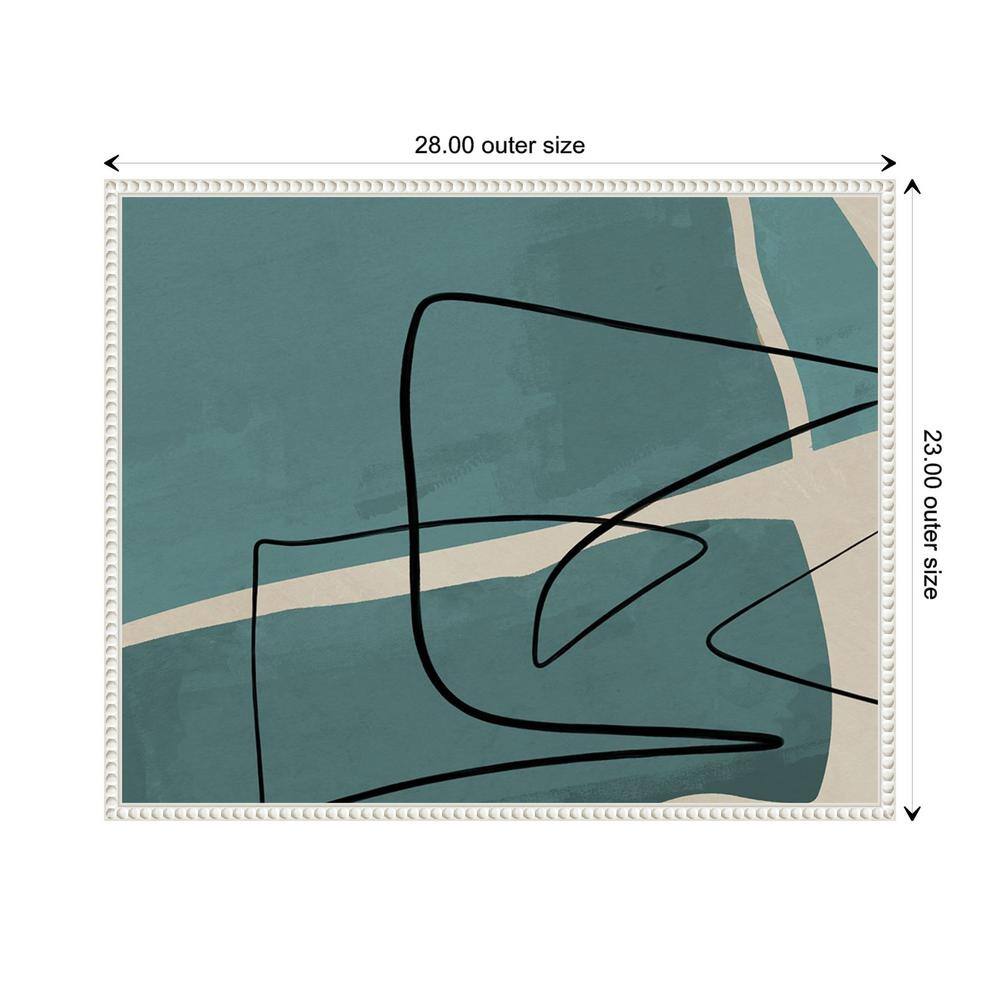 Teal and Black Abstract Beaded Framed Canvas Wall Art