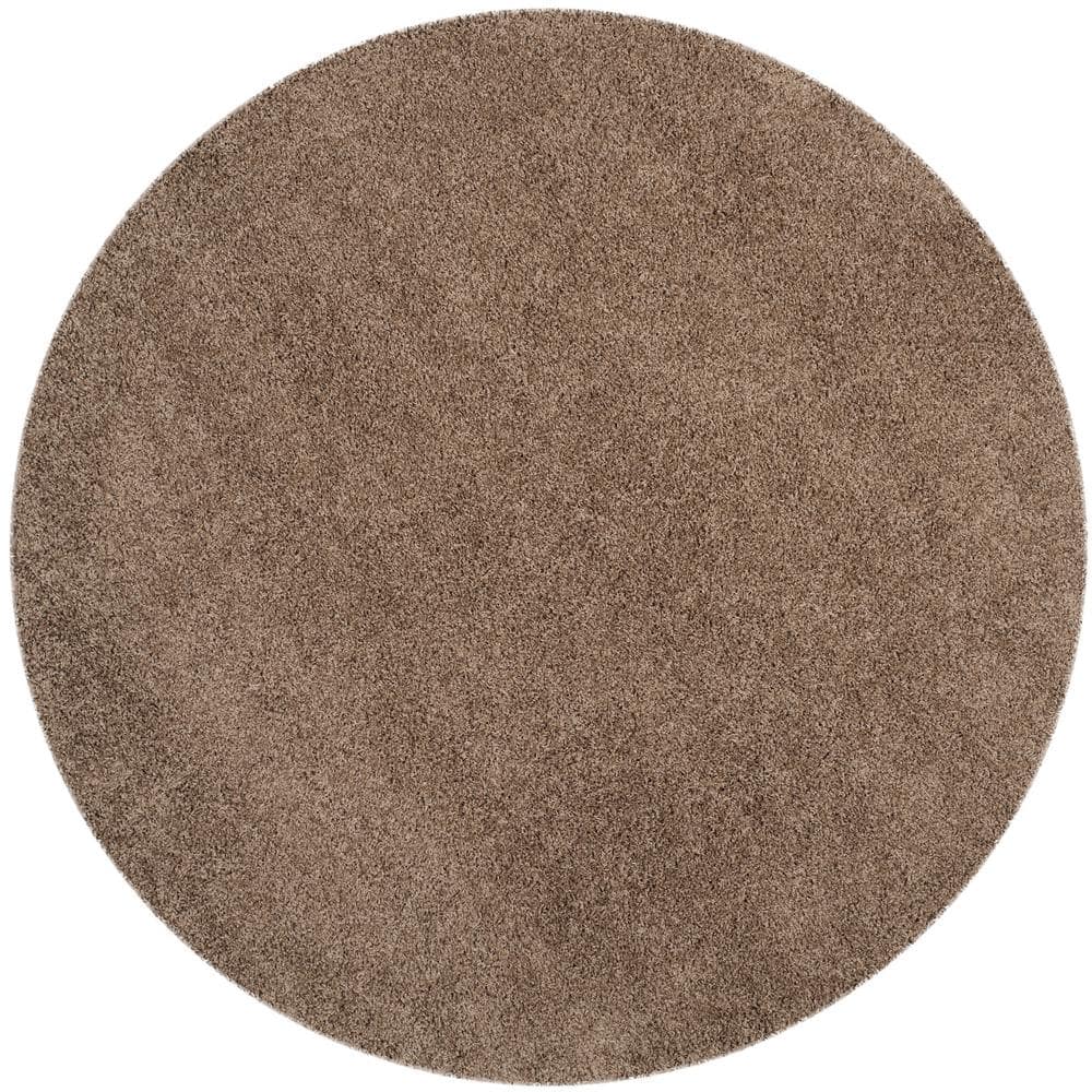 SAFAVIEH Laguna Shag Taupe 7 ft. x 7 ft. Round Solid Area Rug, Brown -  SGL303D-7R
