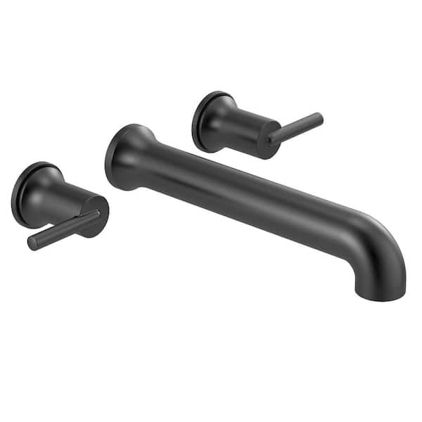 Trinsic 2-Handle Wall-Mount Tub Filler Trim Kit in Matte Black (Valve Not Included)