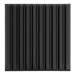1/16 in. x 19.7 in. x 19.7 in. Pure Black Slat Fluted 3D Decorative PVC Wall Panels (12-Sheets/32 sq. ft.)