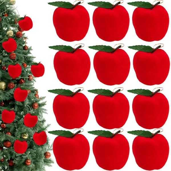 Mini 2. 1in Red Foam Christmas Apple Ornaments [12-Pack]