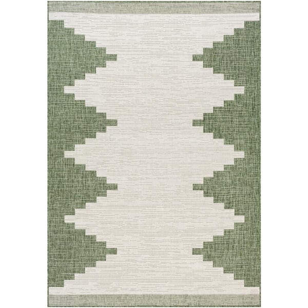 Lageli Grass Green 9 ft. x 12 ft. Geometric Indoor/Outdoor Area Rug