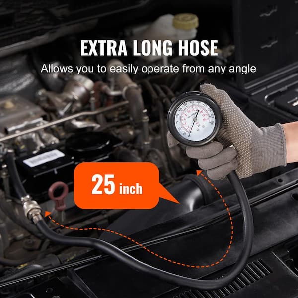 Compression Tester Adapter Kit, 9 Pcs Automotive Engine Cylinder Leak Down Compression Test, Accurate, with Reach Hoses