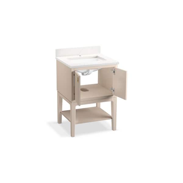KOHLER Seagrove 25in. Single Sink Freestanding Light Clay Bath Vanity with White Quartz Top Assembled