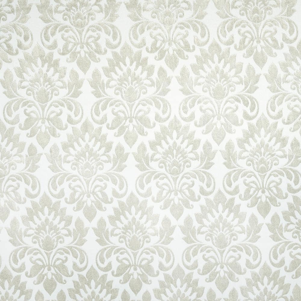 Ivory Ground Length Blackout Damask Drapes