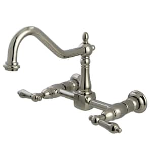 Heritage 2-Handle Wall-Mount Standard Kitchen Faucet in Polished Nickel