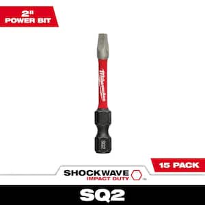 SHOCKWAVE Impact Duty 2 in. Square #2 Alloy Steel Screw Driver Bit (15-Pack)
