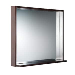 Allier 30.00 in. W x 26.00 in. H Framed Rectangular Bathroom Vanity Mirror in Wenge