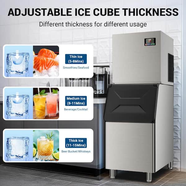Mojgar 22.83 in. 550 lb. /24H Commercial Freestanding Ice Maker in