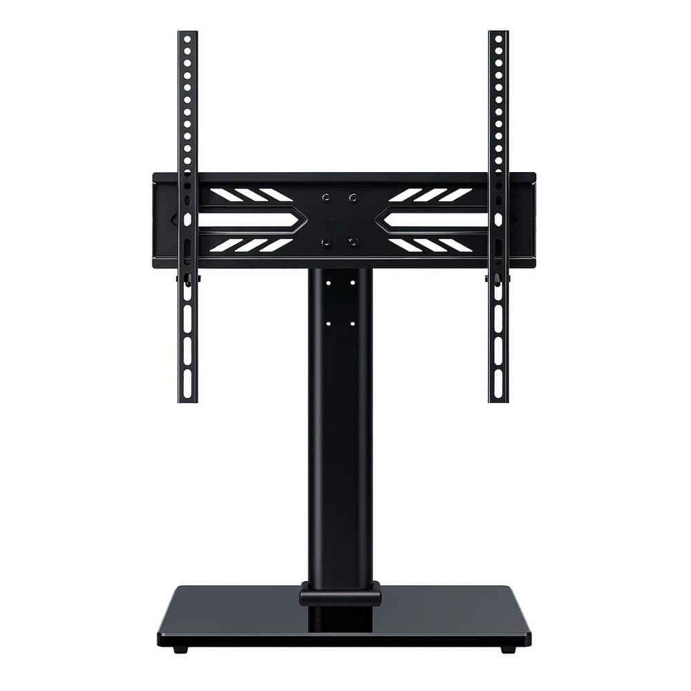Universal Retractable Swivel Table Top TV Mount for 27 in. - 65 in. TVs with Power Outlet Adjustable Height Glass Base