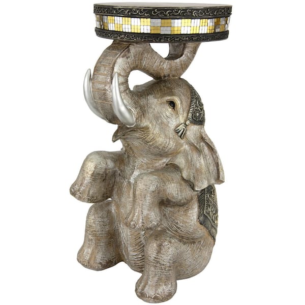 Red Lantern 20 in. Sitting Elephant Decorative Statue