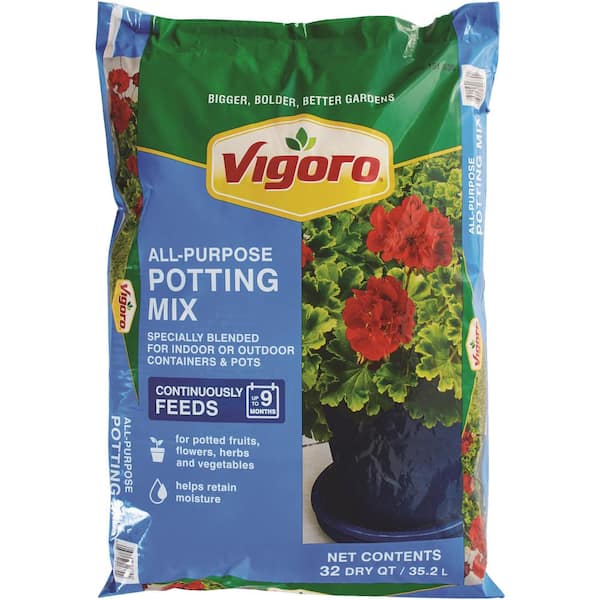 Vigoro 32 qt. All Purpose Potting Soil Mix for Indoor or Outdoor Use for  Fruits, Flowers, Vegetables and Herbs 50150146 - The Home Depot