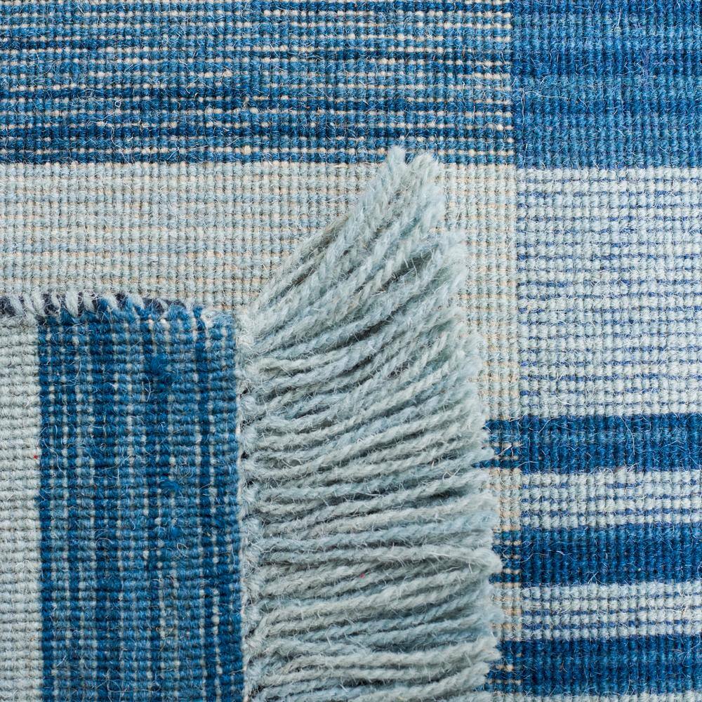 Blue and Orange Striped Wool Kilim Area Rug