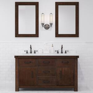 Aberdeen 60 in. W x 22 in. D x 34 in. H Double Sink Bath Vanity in Rustic Sienna with Carrara White Marble Top