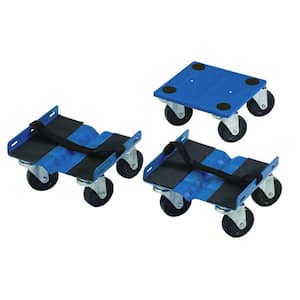 2.37 in. Black Rubber and Blue Powder-Coated Steel Snowmobile Dolly 3-Piece Set with 1000 lb. Load Rating