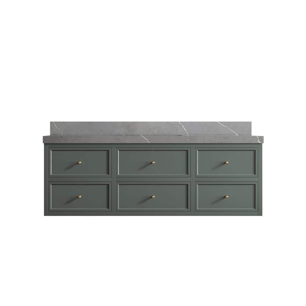 Roswell 60 in. W x 22 in. D x 36 in. H Single Sink Bath Vanity in Pewter Green with 2 in. Piatra Gray qt. Top price history on PriceWatchPro
