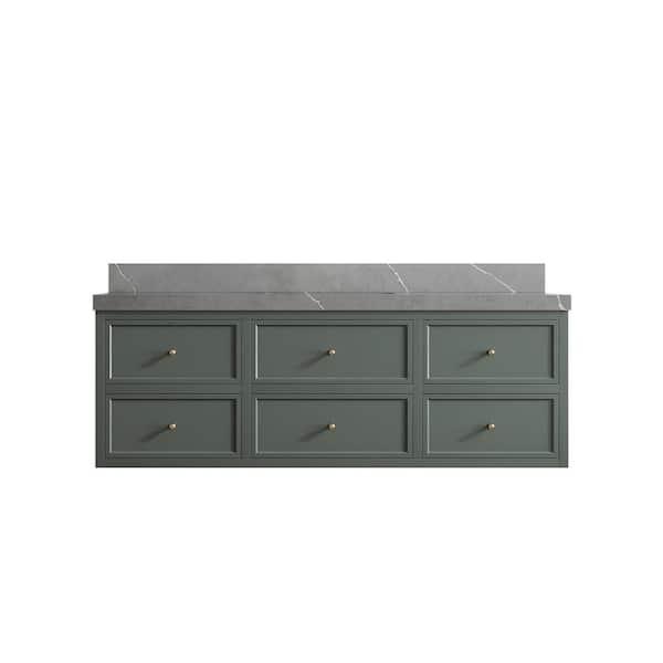 Willow Collections Roswell 60 in. W x 22 in. D x 36 in. H Single Sink Bath Vanity in Pewter Green with 2 in. Piatra Gray qt. Top