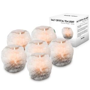 Natural White Himalayan Salt Tea Light Candle Holders (6-Pack)