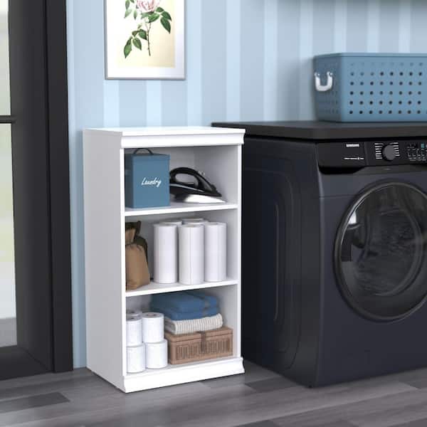 21.39 in. W White Modular Storage Stackable 3-Shelf Unit Wood Closet System