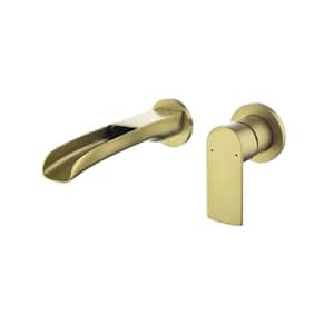 Modern Single-Handle Wall Mounted Bathroom Sink Faucet in Brushed Gold
