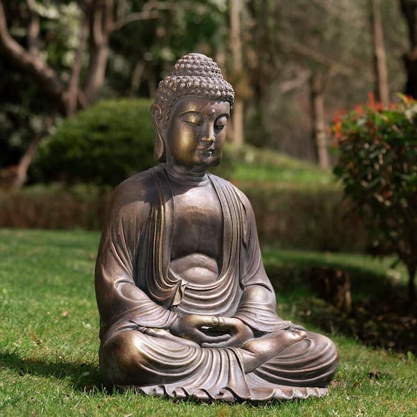 Glitzhome 22.75 in. H MGO Meditating Buddha Garden Statue GH2025400008 -  The Home Depot