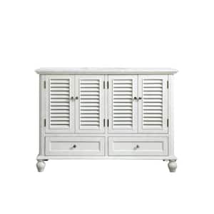 Timeless Home 48 in. W x 22 in. D x 35 in. H Single Bathroom Vanity in Antique White with White Marble and White Basin