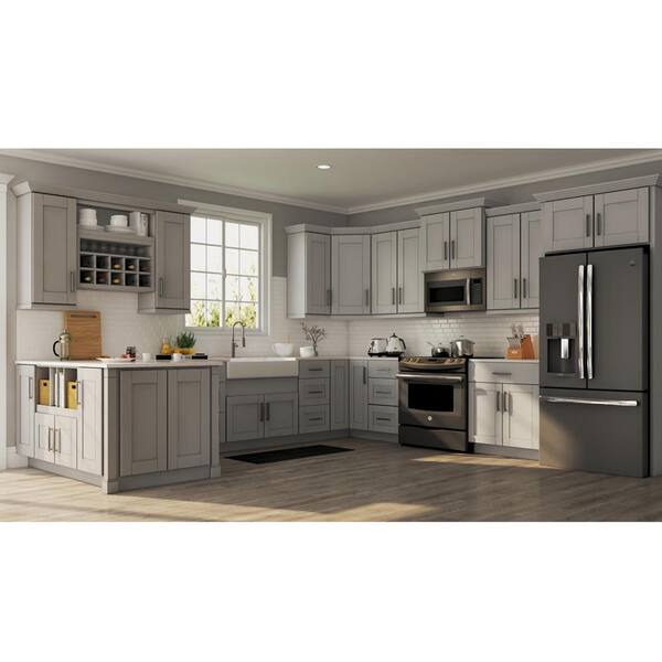 Hampton Bay Shaker Assembled 12x30x12 In Wall Kitchen Cabinet In Dove Gray Kw1230 Sdv The Home Depot