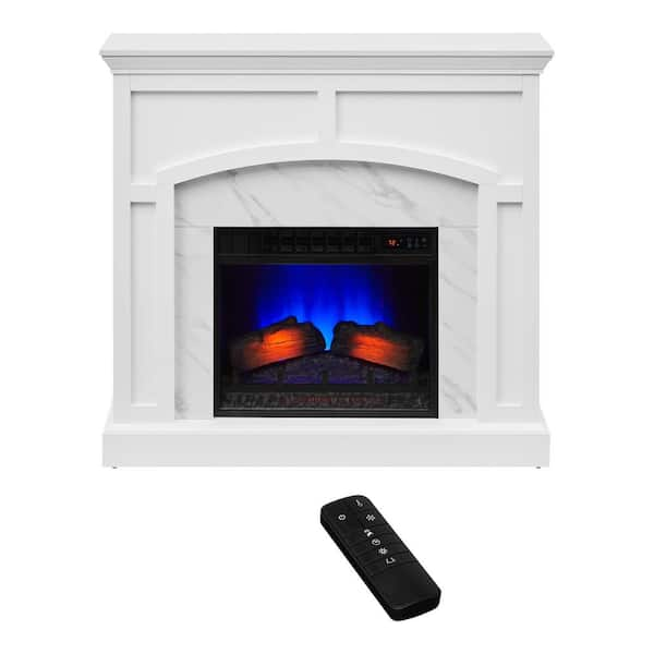 Fallston 45 in. W Wall Mantel Infrared Electric Fireplace in White