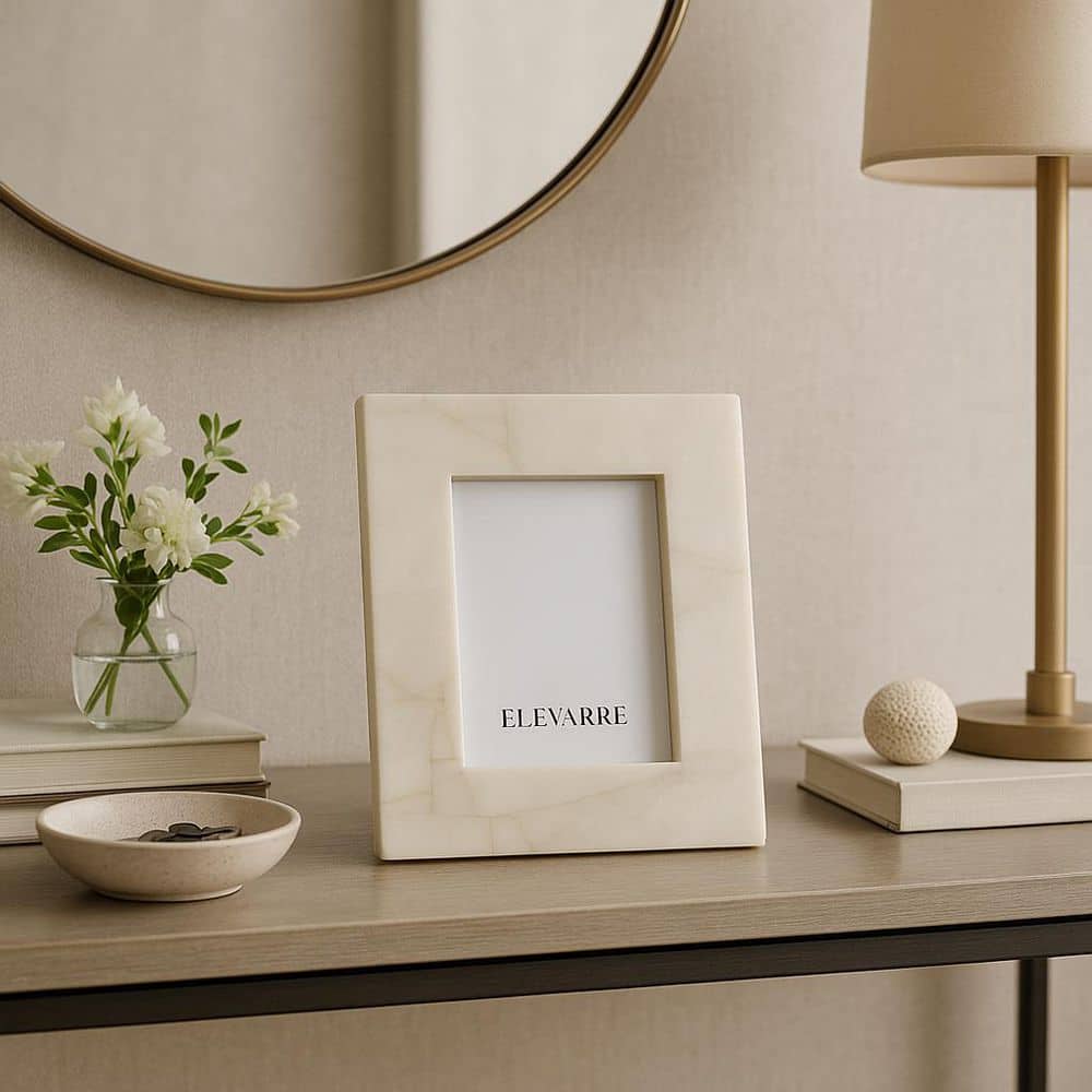 Liv & Skye 5 in. x 7 in. White/Ivory Stone and Wood Decorative