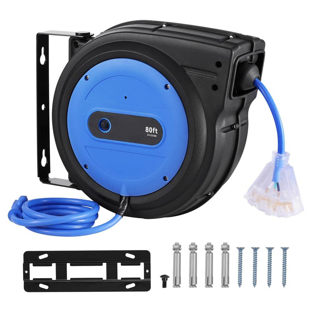 80 ft., 12-Gauge / 3-Conductors, 15 Amps Retractable Extension Cord Reel with 3-Outlets, Heavy Duty 12AWG / 3C SJTOW price history on PriceWatchPro