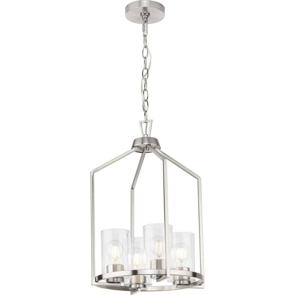 Goodwin Brushed Nickel 4-Light Foyer Pendant with Glass Shades
