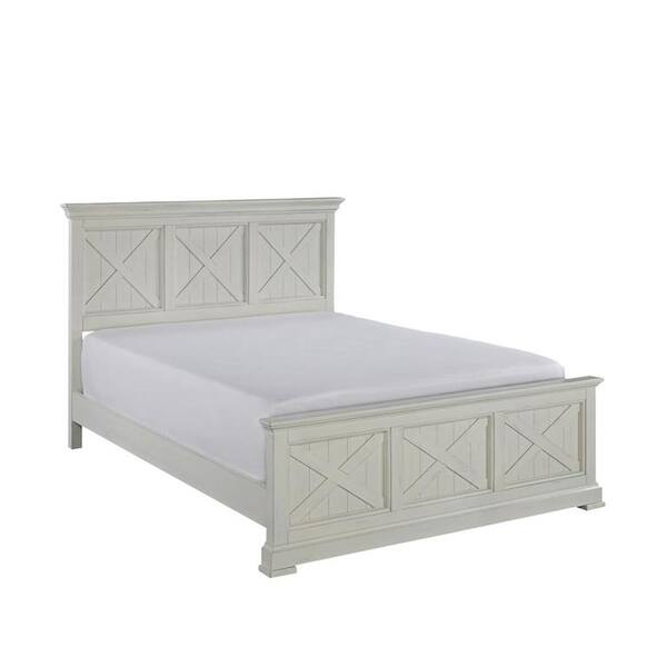 HOMESTYLES Seaside Lodge Hand Rubbed White Queen Panel Bed