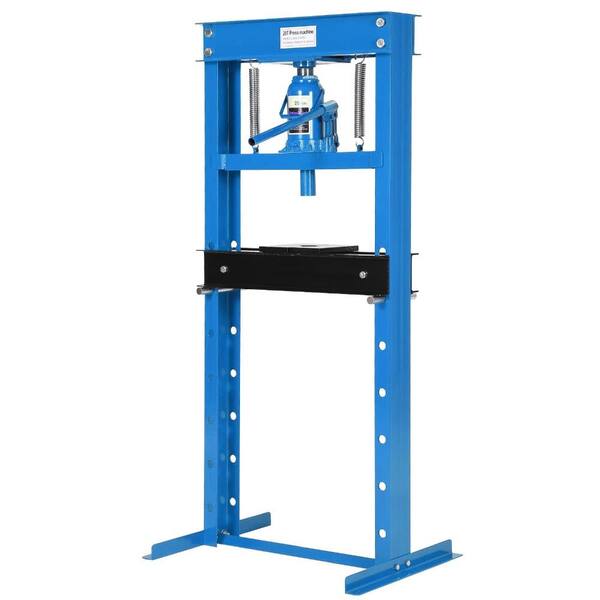 20 Ton Blue Hydraulic H-Frame Shop Press with Adjustable Table Height, Built-in Safety Valve, Stamping Plates