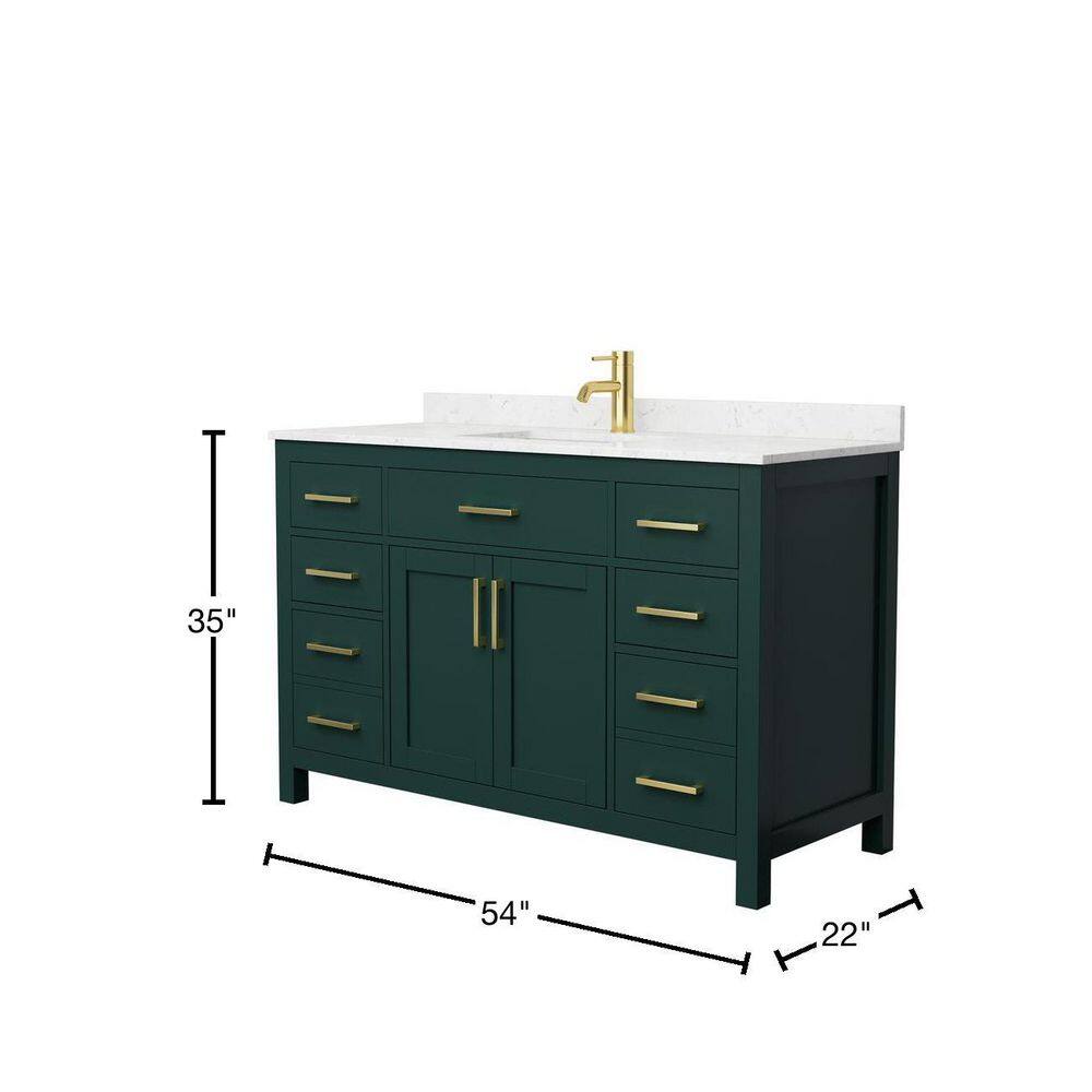 Beckett 54" Green Freestanding Single Bathroom Vanity with Marble Top