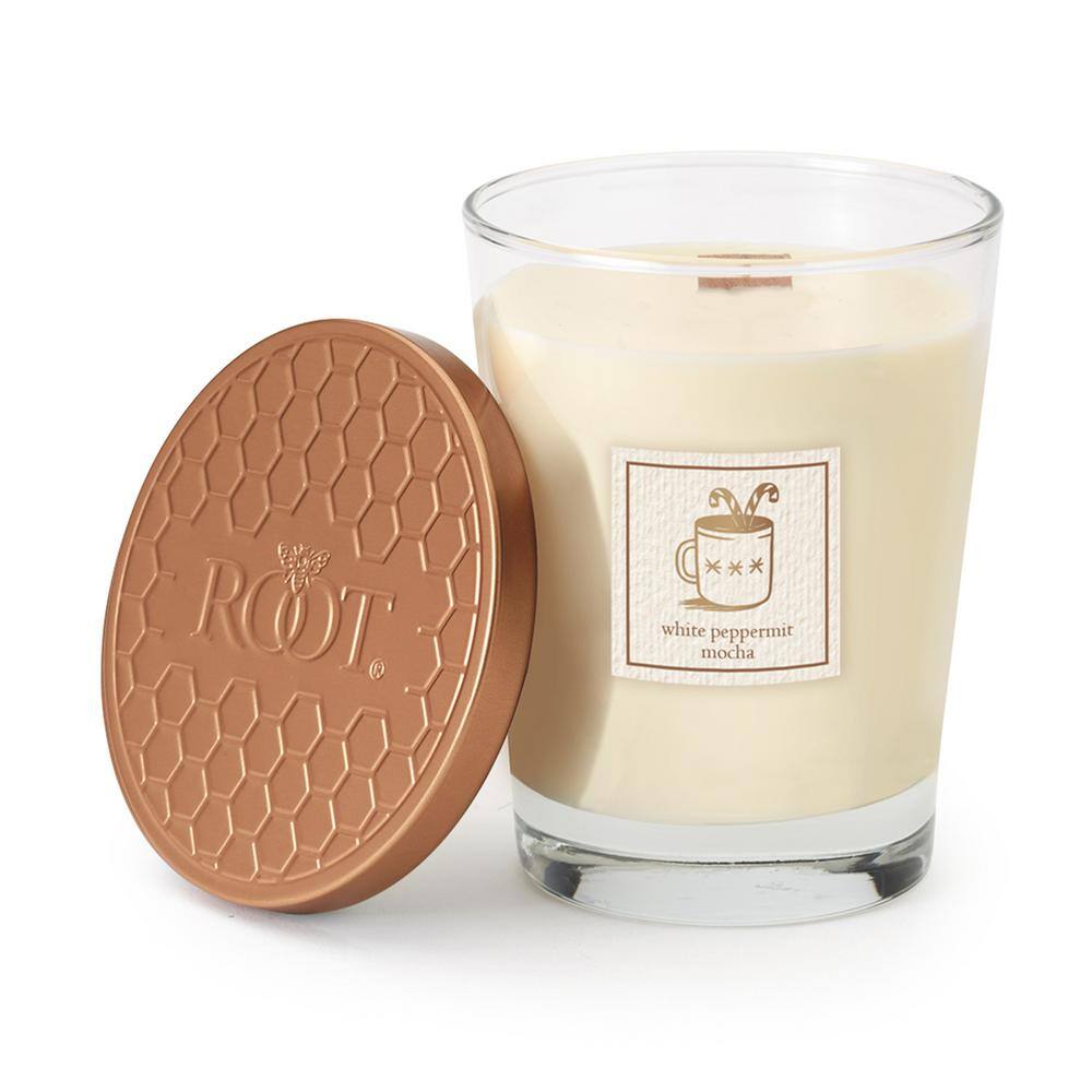 ROOT CANDLES White Peppermint Mocha Scented Jar Candle 10.5 oz. in
