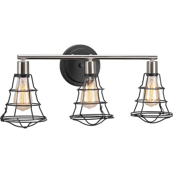 Progress Lighting Gauge Collection 3-Light Graphite Farmhouse Bath Vanity Light