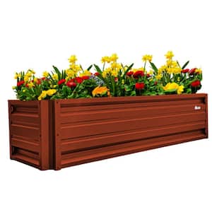 24 inch by 72 inch Rectangle Barn Red Metal Planter Box