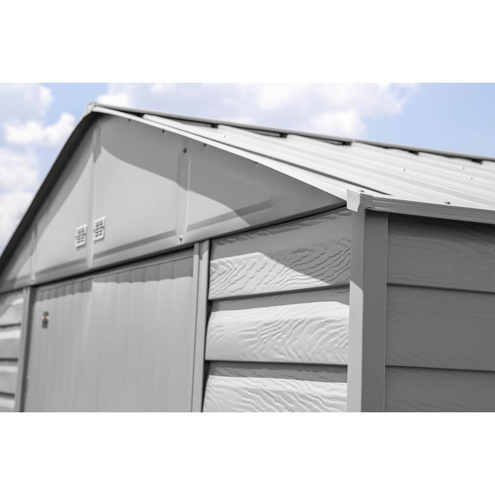 10' x 8' Flute Grey Galvanized Steel Storage Shed