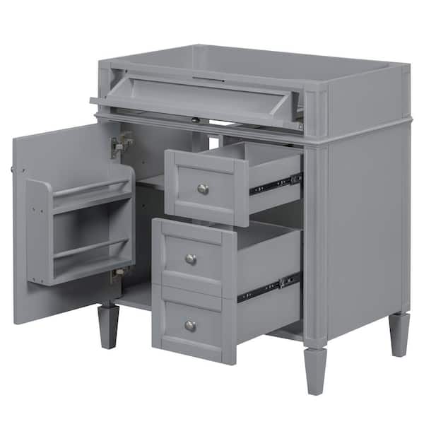 29.30 in. W x 17.87 in. D x 33.00 in. H Bath Vanity Cabinet Without Top in Gray Unassembled