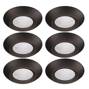 5 in./6 in. Disk Light with Oil Rubbed Bronze Trim Option Integrated LED Recessed Light Trim 3000K Soft White (6-Pack)