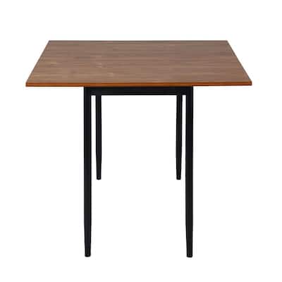 Brown Extendable Table Rectangular Drop leaf Dining Table with Metal Legs