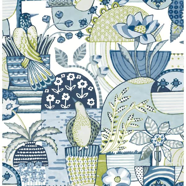 Unbranded Blue Avriel Vinyl Peel and Stick Removable Wallpaper