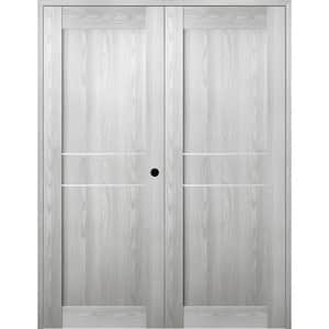 Vona 07 2HN 60 in. x 80 in. Left Hand Active Ribeira Ash Wood Composite Double Prehung Interior Door