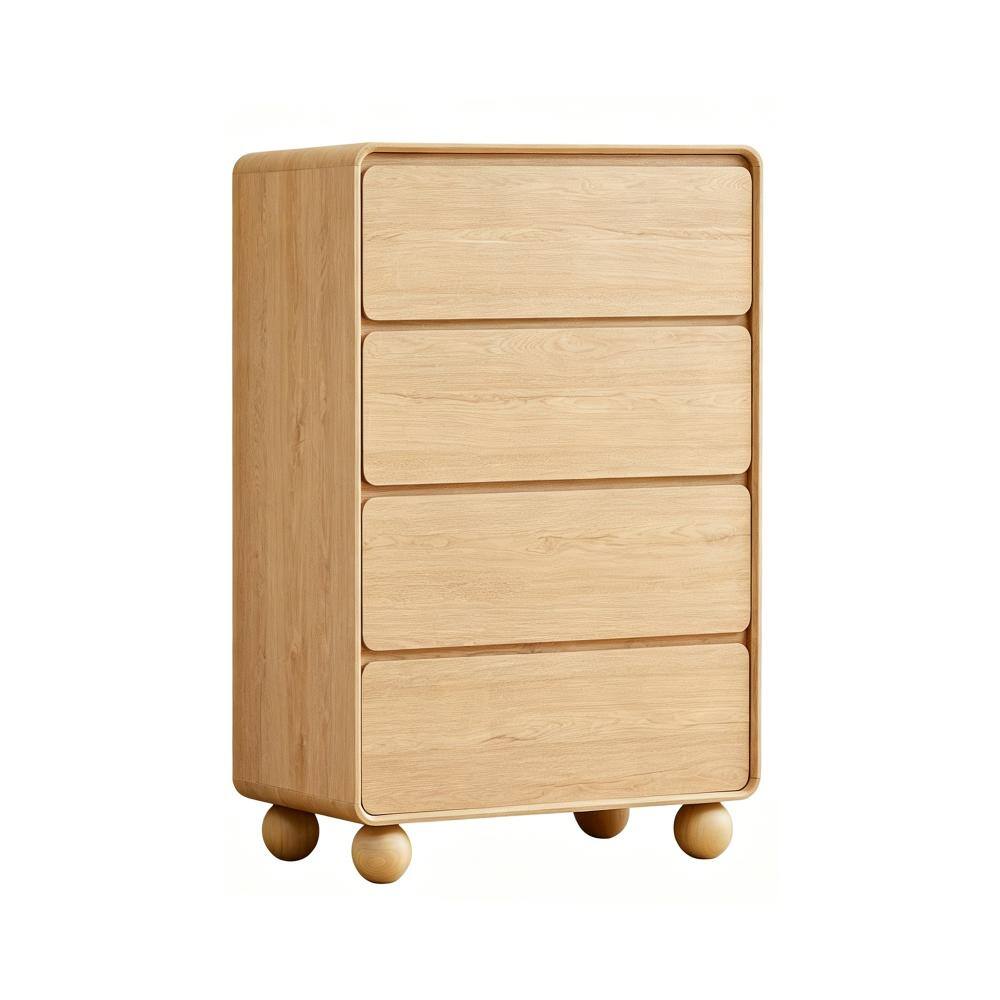 Natural 4-Drawer Chest of Drawers, Curved Front Tall Bedroom Dresser Storage Organizer price history on PriceWatchPro