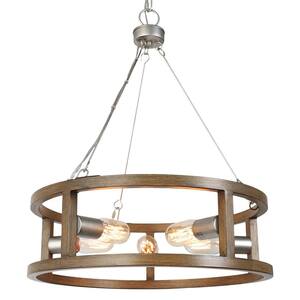 5-Light Rustic Brushed Brown and Antiqued Silver Farmhouse Chandelier Enhancing The Ambiance Of Anyspaces